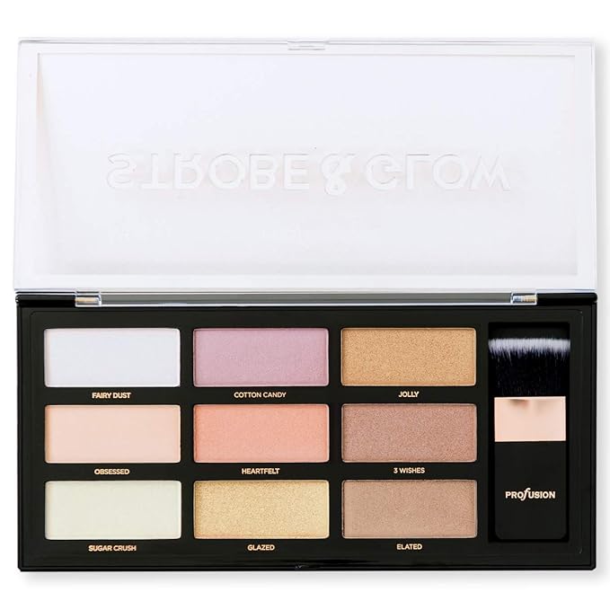 Profusion Cosmetics Professional Artistry Pro Strobe and Glow Highlight Palette Face Cheek Diamond Shimmer Glitter Highlighter Makeup Palette Powder iluminadores