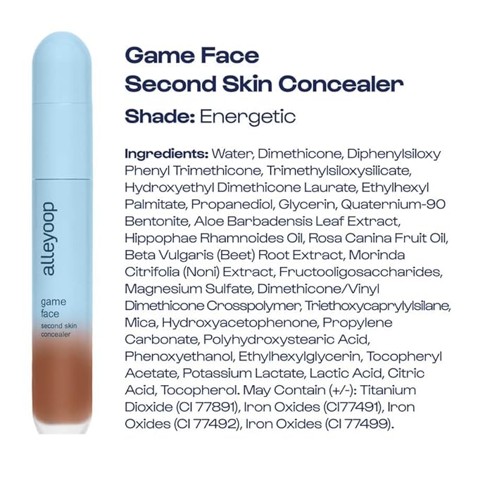 Alleyoop Game Face Concealer Makeup, Lightweight to Medium Buildable Coverage Under Eye Concealer, For Blemishes, Crease-proof and Hydrating with Smooth Second Skin Finish - Energetic