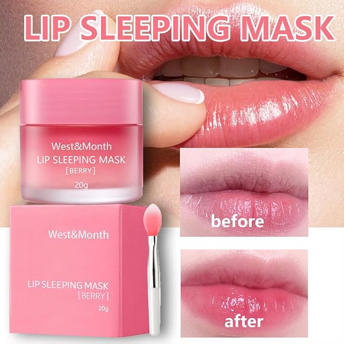 Lip Sleeping Mask,Night Repair Lip Mask,Hydrating & Prevention Dry and Cracked Lip Scrubs Exfoliator,Vitamin E Moisturizing Exfoliating Fade Lip Lines Lip Balm Jelly Lip Mask Lip (1 PCS)