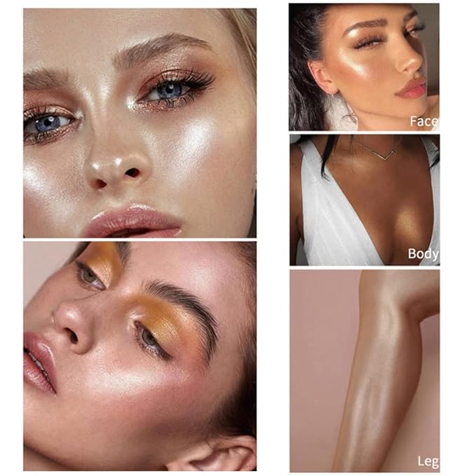 Highlighter Makeup Palette,Highlighter Palette Illuminator Powder Palette White Highlighter Baked Waterproof Long Lasting Brilliant Lighten Skin Color Face Contour Powder Makeup Highlighter
