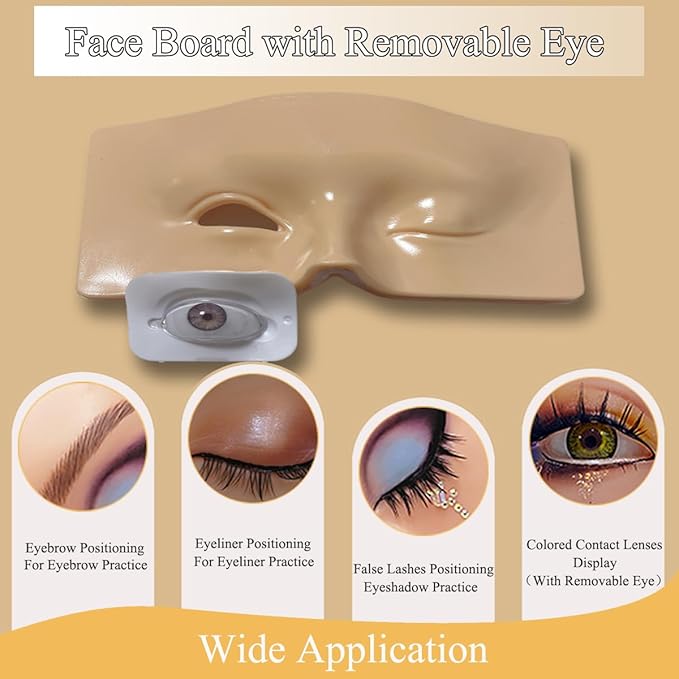 Makeup Practice Face, Makeup Mannequin Face with Makeup Practice Face Board, 3D Reusable Practice Eye Makeup Face Eyeshadow Mannequin for Professional Makeup Artists and Beginner to Practice Makeup