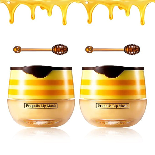 2PCS Bee Lip Balm Honey Pot Honey Lip Balm Sleeping Lip Mask Silky Hydrating Bee Lip Balm Lip Mask Overnight Lip Care Products