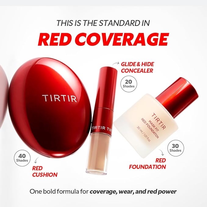 TIRTIR Mask Fit Red FoundationㅣLong Lasting Flawless Coverage, Energy Essence, Lightweight, Hydrating, Pore-Blurring, Breathable Satin Finish, Makeup, Radiant Skin, #21N Ivory, 1.01 Fl Oz
