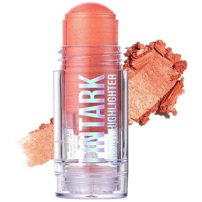 Chubby Cream Highlighter Stick for Face, Glitter Eyeshadow Makeup, Highlight Stick, Face Highlighters & Luminizers, Light Pink Peach Shimmer