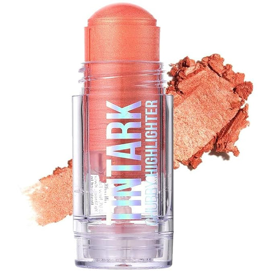 Chubby Cream Highlighter Stick for Face, Glitter Eyeshadow Makeup, Highlight Stick, Face Highlighters & Luminizers, Light Pink Peach Shimmer