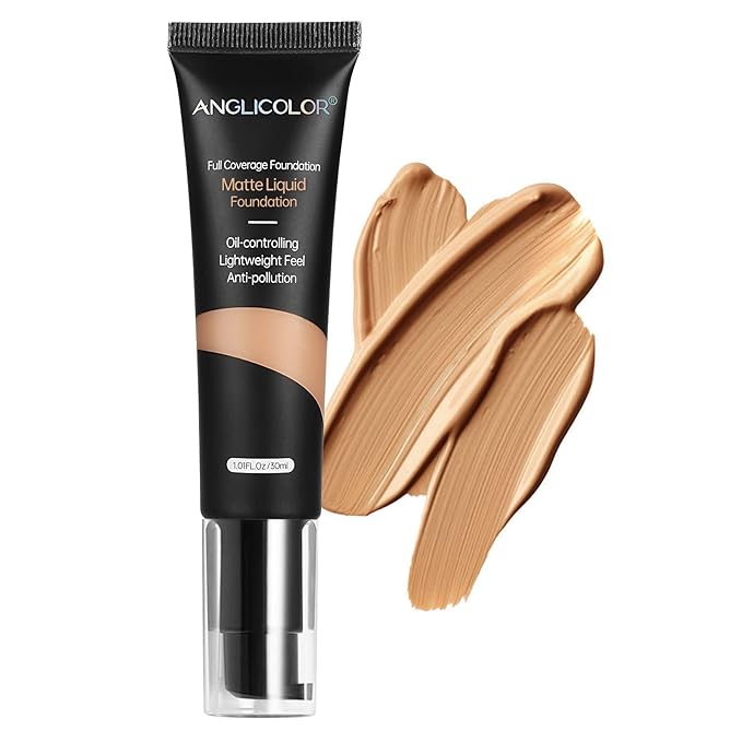 Matte Oil Control Concealer Foundation Flawless Soft Long Lasting Foundation Makeup,Waterproof Full Coverage Face Makeup Strong Concealer Foundation for Oily Acne Skin (#105 Sand)