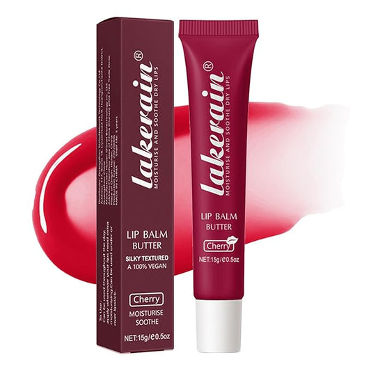 Lip Glowy Balm Butter Lip Balm Plumps Moisturizing Hydrating Lip Mask Repair Moisturizer Lips Care Lip Treatment for Dry Cracked Lip, Glossy Finish, Vegan Tinted Lip Balm Chapstick (#5 Cherry)