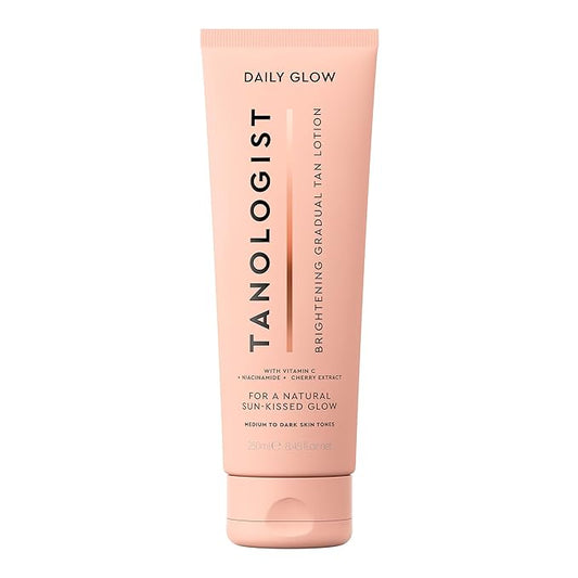 Tanologist Brightening Daily Glow Body Lotion- Medium/Dark, Gradual Tanning Lotion, No Fake Tan Smell, Streak-Free & Natural Looking Self Tanner, Vegan, 8.45 fl. oz/250 ml Tube