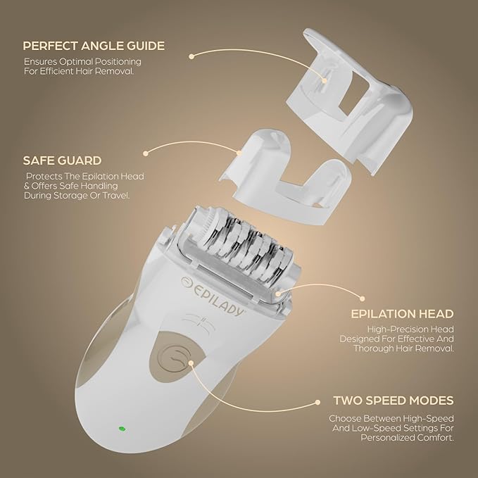 Epilady Legend 5 Rechargeable Epilator, 56 Tweezers, Dual Speed, Full-Body Epilator for Women, Auto Shut Off, Travel Case, Cleaning Brush