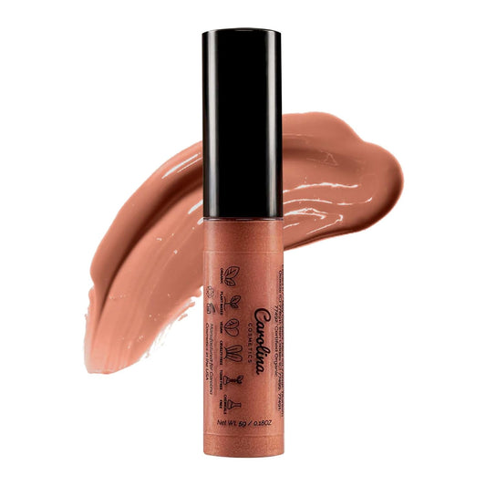 Plant-Based Non-Sticky Lip Gloss (Nude with Attitude) - Hydrating & Nourishing - Sunflower Seed Oil, Cacao & Grape Seed Oil - Gluten-Free, Vegan, Non-GMO, Paraben-Free - 5g/0.18oz