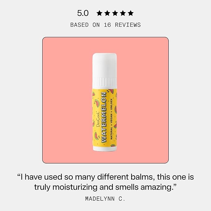DedCool Lip Balm Stick (Watermelon) Jumbo, Vegan, Flavored, Coconut Oil Lip Balm, Long Lasting, Moisturization, Hydrates Dry & Chapped Lips, Vegan, Natural, Clean, Non-Toxic, Fragrance For All