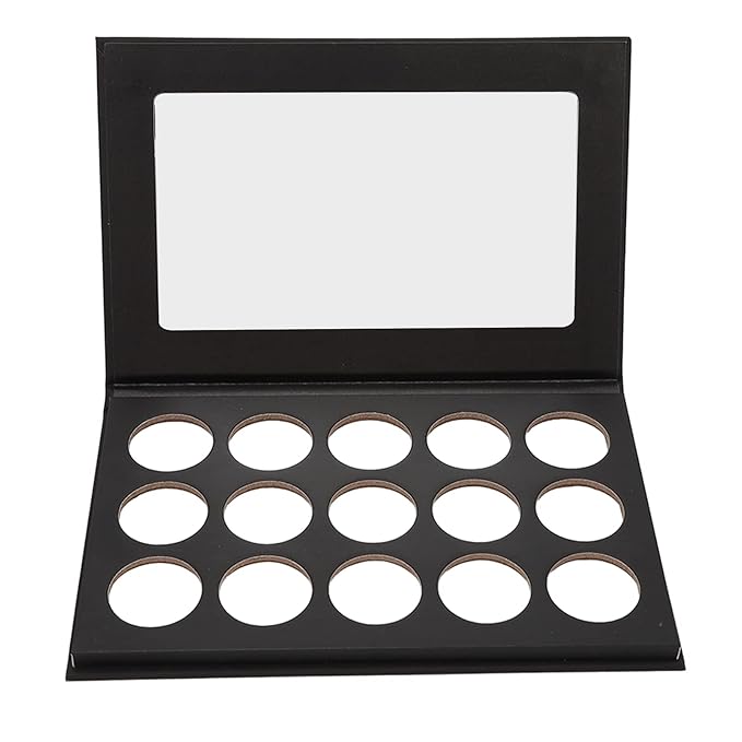 DIY Empty Eyeshadow Palette, Empty Makeup Palette, Black 15 Compartment Empty Makeup Palette for Blush Bronzer Powder