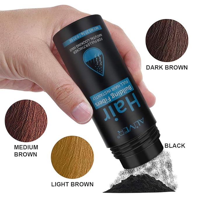 Aliver Hair Fibers for Thinning Hair with Spray Dark Brown - Undetectable Natural Formula - Thicker Fuller Hair in 15 Seconds - Conceals Hair Loss & Look Younger - Designed for Men & Women,0.97Oz