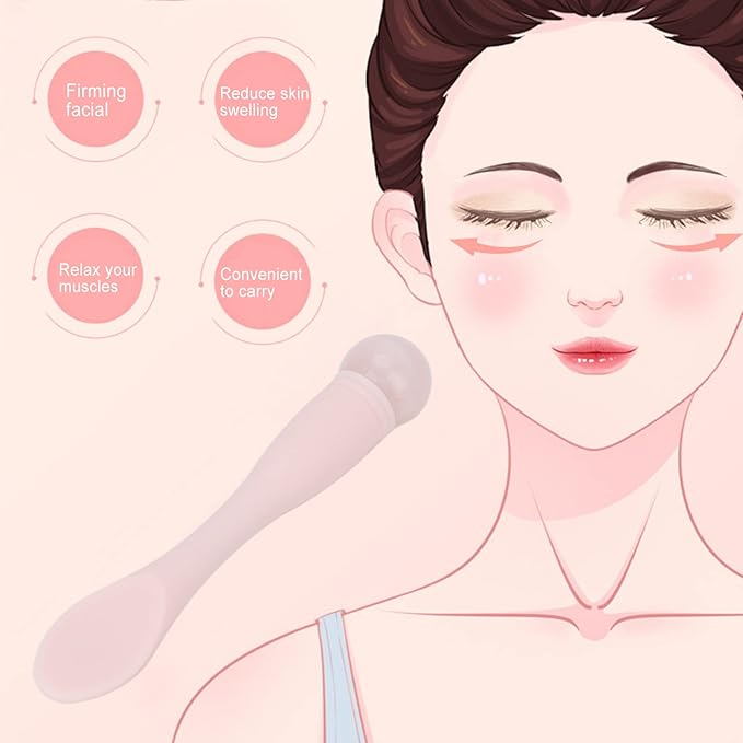 2pcs Eye Cream Applicator Stick,Jadestone Eye Massage Sticks Silicone Scoop Tool For Eye Anti Wrinkle Reduce Puffiness Fatigue Relief()