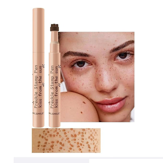 AKARY Stamp Freckle Pen Natural Lifelike Fake Freckles Makeup, Waterproof Long Lasting Quick Dry 5 Comb Corners Natural Like Face Freckle Makeup Pen for Effortless Sunkissed Makeup, 01-Light Brown