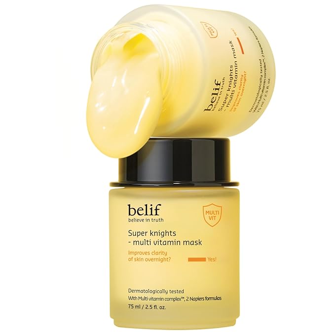 belif Vitamin C Overnight Butter Mask – Hydrating & Rejuvenating Sleeping Mask with Multi Vitamin Complex for Plumping Dull Skin & Refining Uneven Texture, Korean Skincare, 2.5 fl.oz