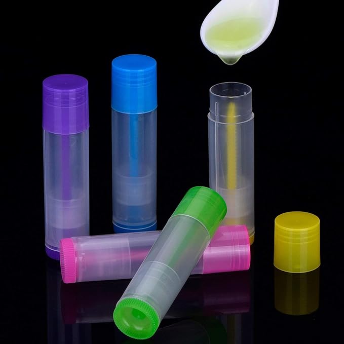 Onwon 25 PCS Lip Balm Empty Bottles Lip Balm Container Clear Tubes with Twist Bottom and Top Cap, 3/ 16Oz (5.5ml)