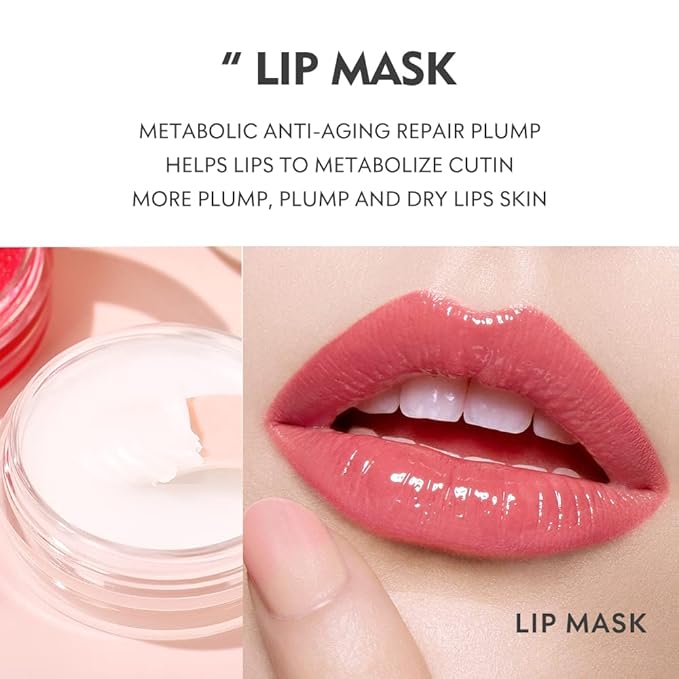 3Pcs Lip Care Set, Exfoliator Lip Sugar Scrub, Lip Mask and Plumping Lip Oil, Effectively Moisturizes Lip Clear, Repairs Dry Lips