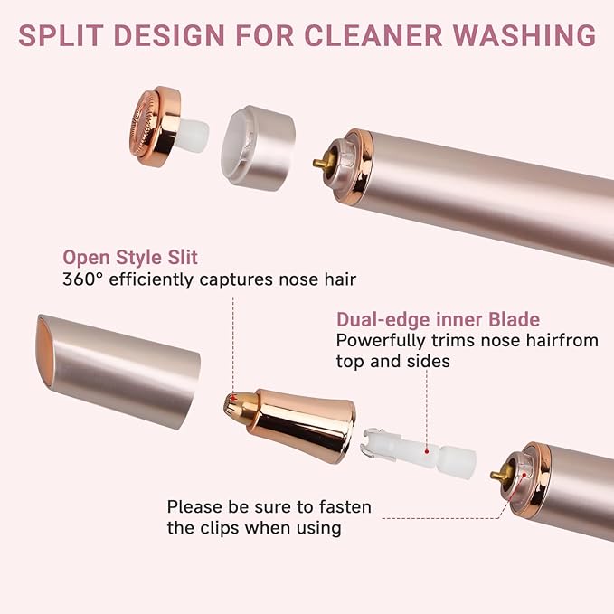 Electric Eyebrow Trimmer, 3 in 1 Facial Hair Remover for Women, Waterproof Rechargeable Hair Shaver for Face Eyebrow Leg Bikini Nose, Painless Facial Razor Epilators with 3 Guide Combs