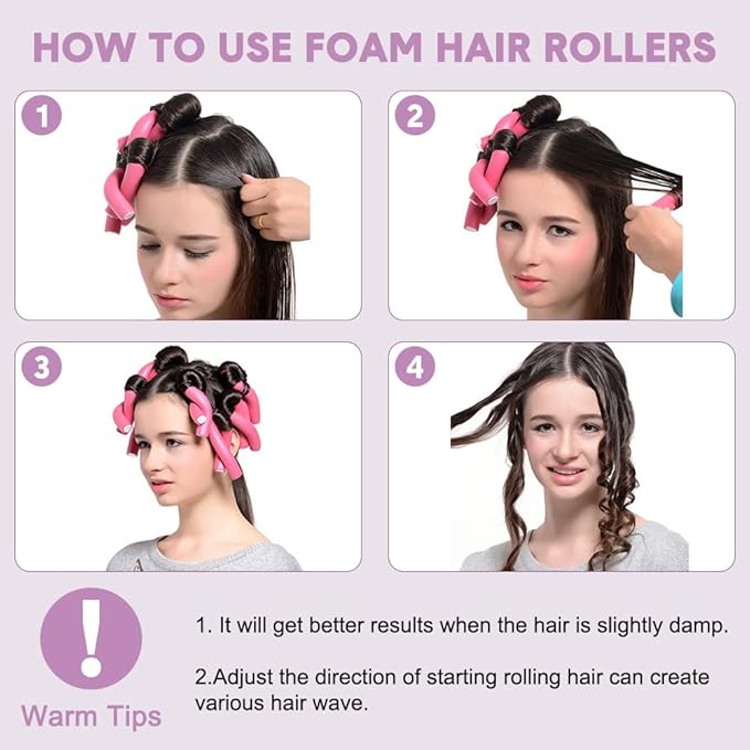 AIDUCHO Flexible Hair Curlers to Sleep in, 30PCS Flexi Rods (9.45" and 5 Sizes 0.39"-0.78"), No Heat Heatless Curling Set for Short Medium Long Hair