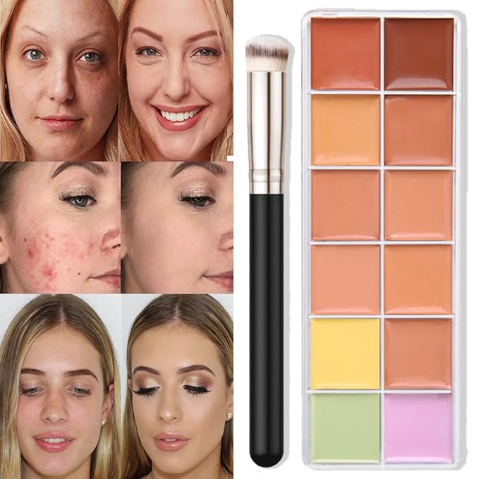 evpct 12 Color Corrector Correcting Cream Concealer Contour Makeup Palette Set for Mature Skin Pink under Eye Concealer Palette Cream Kit for Dark Circles and Puffiness Trouble Spots Redness
