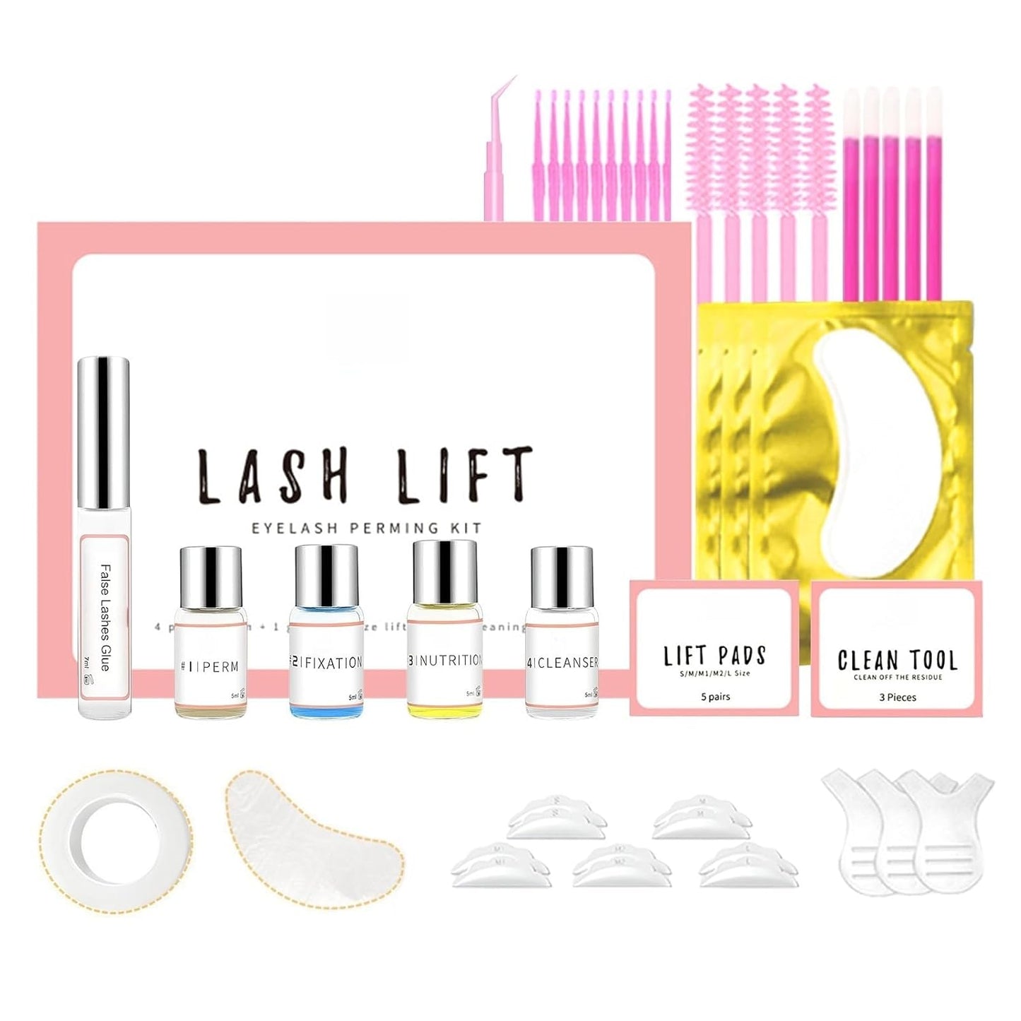 Professional Lash Lift Kit, Eyelash Perm Kit & EyeLash Extension Kit, Easy for Beginner DIY, Includes Lash Perm and Accessories, Suitable for Salon & Home Use