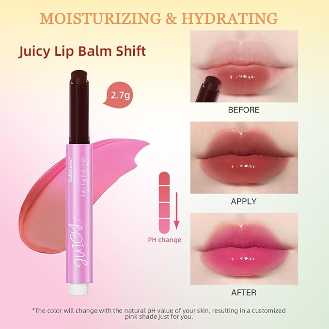 Juicy Lips Plump Shift, Click Plumping Lips Glasting Melting Balm Jelly Lipstick Lasting Lip Tint Moisturizing Lip Balm Color Changing Lip Gloss Shiny Non Sticky Tinted Lip Balm(#3 Honeysuckle)