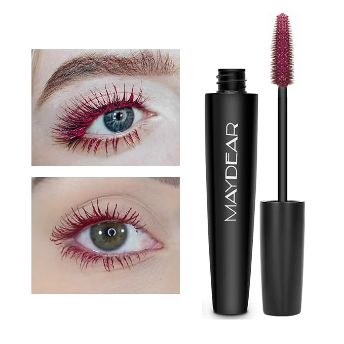 Maydear Burgundy Mascara for Eyelashes, Waterproof Colored Long Lasting Smudgeproof for Women Fast Dry Lengthening Eye Makeup Party - Dark Purple
