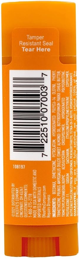 O'Keeffe's Unscented Lip Repair Lip Balm for Dry, Cracked Lips, Stick, (Pack of 5)