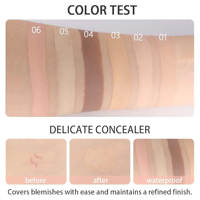 Pro 6 Color Correcting Concealer Palette Light Medium Cream Contouring Makeup for Corrects Dark Circles Red Marks Scars.Beige Creamy Concealer for Mature Skin.Longwear&Waterproof (Netural)