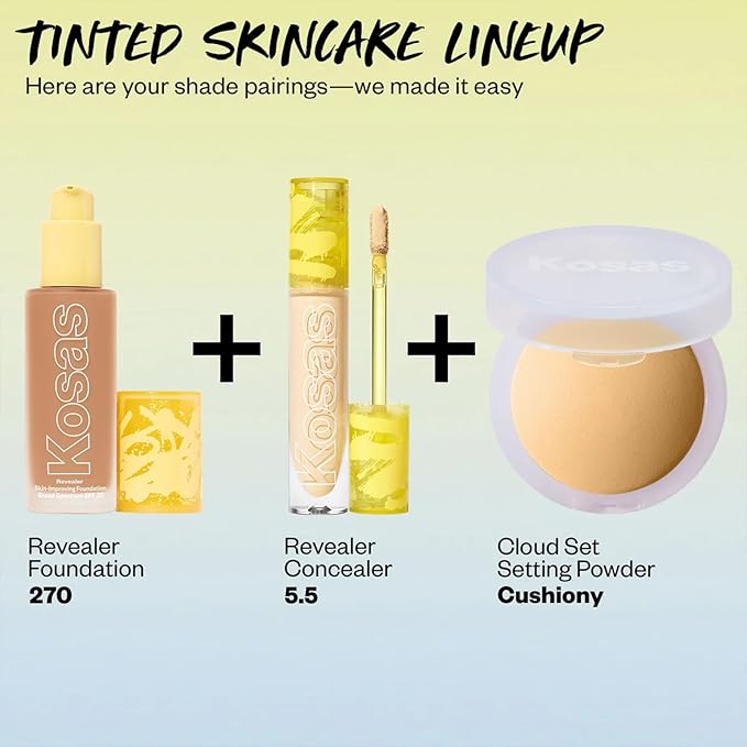 Kosas Revealer Skin-Improving Foundation with SPF 25 Protection - Hydrate, Brighten, Soothe, Plump, Protect Skin - Smoothing Texture, Natural Finish and Clean Formula - Medium Tan Olive 270