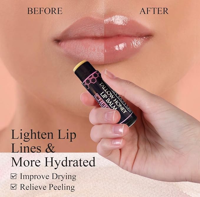 Tallow Lip Balm (3 Pack) - Hydrating With Organic Italian Olive Oil, Pure Grass Fed Tallow, and Beeswax - Long Lasting Lip Therapy (Mint)