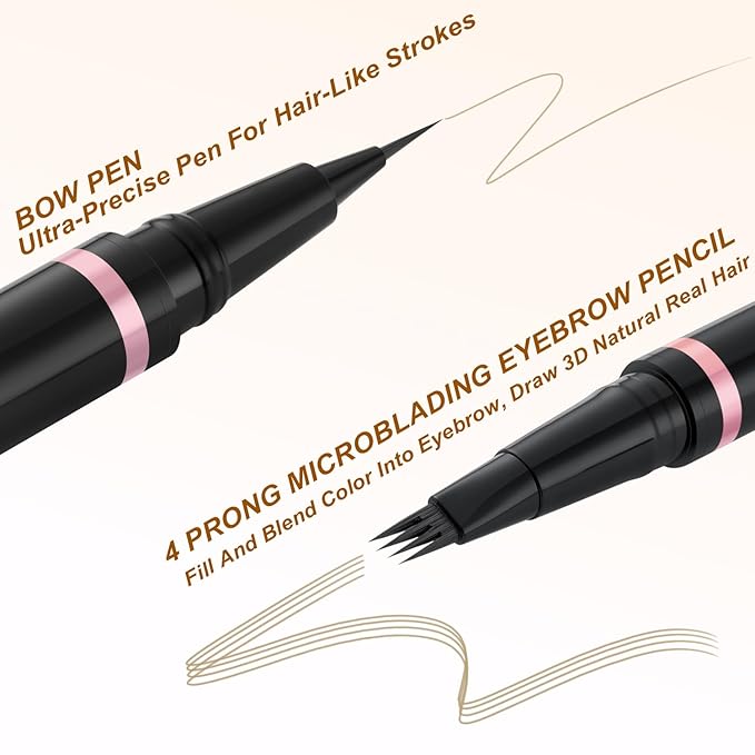 Eyebrow Pencil Makeup Kit, with Waterproof 2-IN-1 Microblading Eyebrow Pen, Eyebrow Pomade, Eyeliner and Dual-ended Eyebrow Brush, Brow Pencil Kit for Natural Eyebrows - Blonde