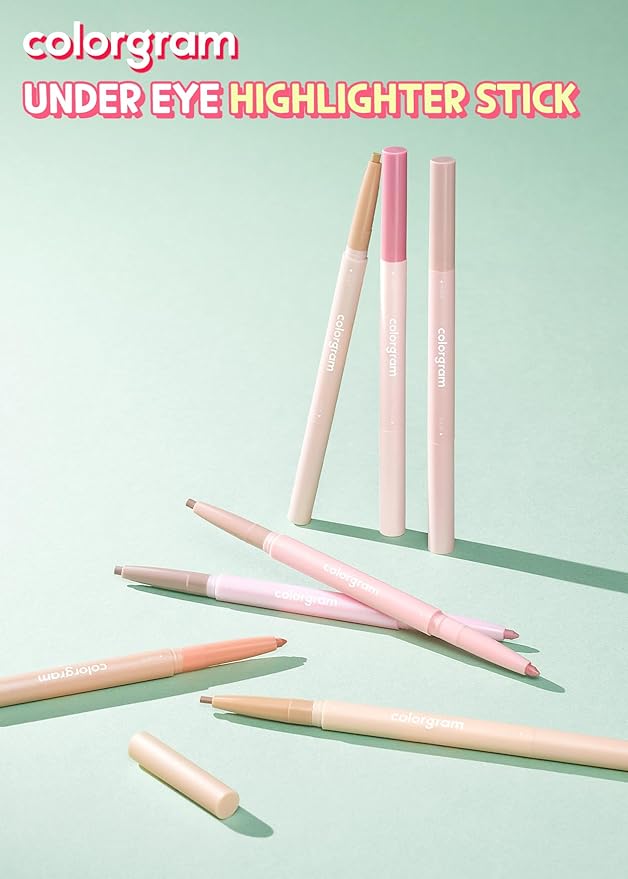 COLORGRAM Under Eye Highlighter Stick - 04 Peach | Silky-Smooth Long-Lasting Highlighter & Contouring Stick for Smudge-Proof, Shining Daily Makeup | K-Beauty Face Highlighters & Luminizers
