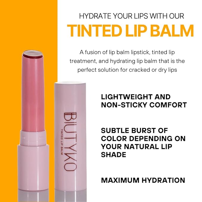 Lip Balm Hydrating for Dry and Chapped Lips Tinted Subtle Color Non-Sticky Juicy Finish | Brown
