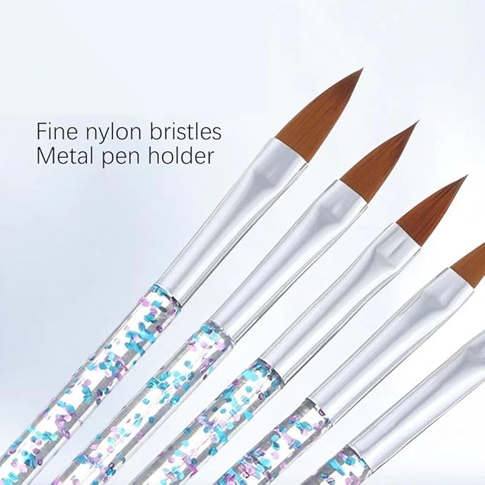 5pcs Nail Art Brushes Set, Nail Art Design Pen Painting Tools with Nail Extension Gel Brush, Nail Polish Brush, Builder Nail Gel Brush, Nail Dotting Pen Salon at Home Diy Manicure (Blue)