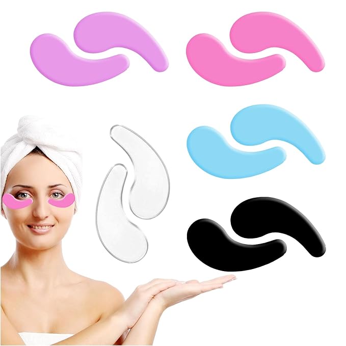 5 Pairs Under Eye Patches - Silicone Reusable Eye Patches Reduce Wrinkles and Fine Lines, Pair With Metal Eye Cream Applicator, Under Eye Mask for Skin Care Effect to Reduce Wrinkles Fine Lines