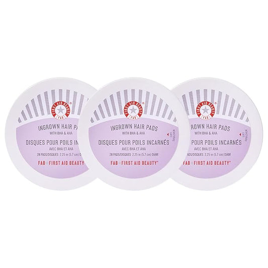 First Aid Beauty - Ingrown Hair Pads with BHA + AHA - Aftershave Treatment Pads Help Men & Women Prevent Razor Bumps, Exfoliate Underarms & Bikini Area, Compostable for Daily Use - 3ct, 84 Pads Total