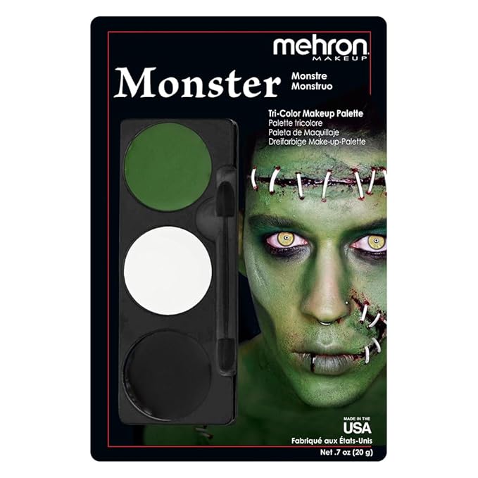 Mehron Makeup Tri-Color Character Makeup Palette | Halloween, Special Effects and Theater Cream Makeup FX Palette | Face Paint Makeup .7 oz (20 g) (Monster)