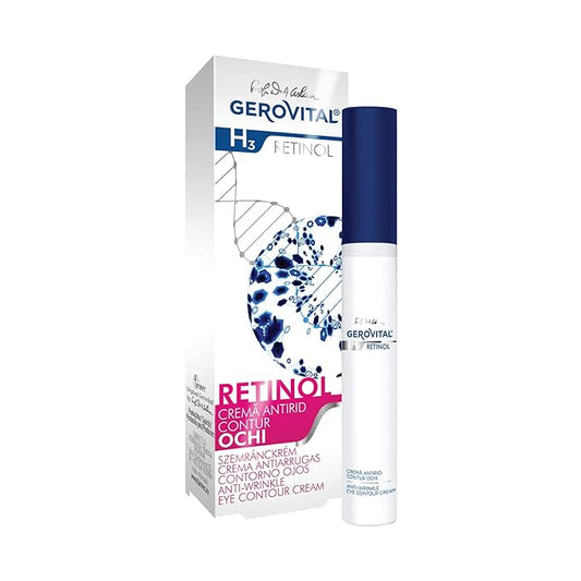 GEROVITAL RETINOL Anti-Wrinkle Eye Contour Cream with Retinol, Sepilift, and Vitamins A and E, Prevents and Reduces Wrinkles, 15 mililiters