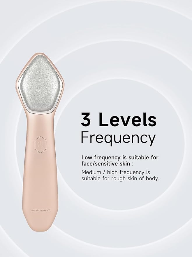 NEWDERMO Microdermabrasion Machine Pro, Large Diamond Electric Microdermabrasion Wand Tool With 3 Levels Frequency for Face Body Exfoliate Skin Care (Pink)