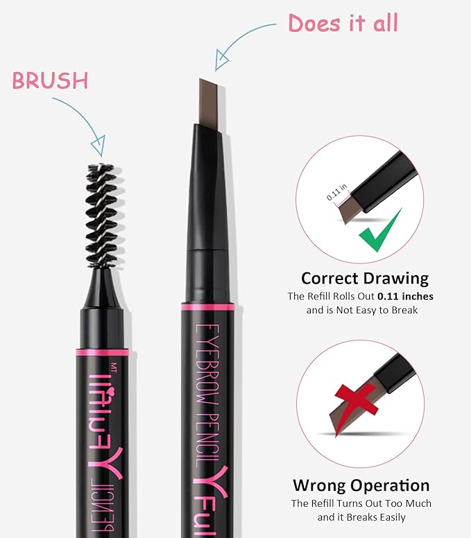 Eyebrow Pencils for Women - Waterproof, Dark Brown