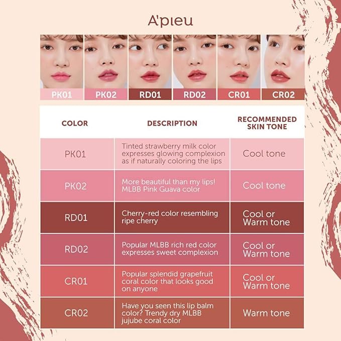 A'PIEU JUICY-PANG COLOR LIP BALM (CR02-JUJUBE) - long-lasting, lightweight, Color&Care, daily lip balm