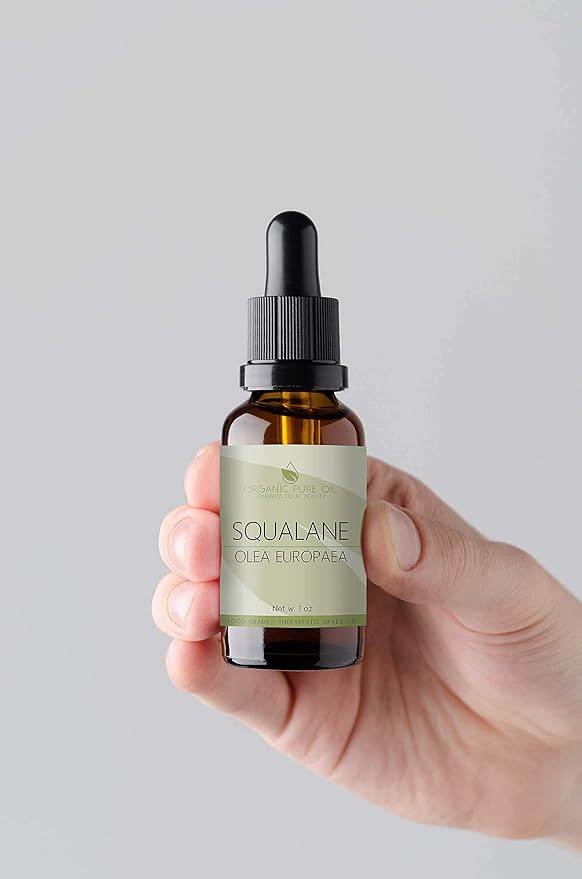 Squalane Oil - 1 oz - 30ml Glass & Dropper - Pure, Plant-Derived, Non GMO, Refined Squalene from Olives - Ultra Hydrating Carrier Facial Oil for Under Eyes, Skin, Hair, Body, Scalp & More