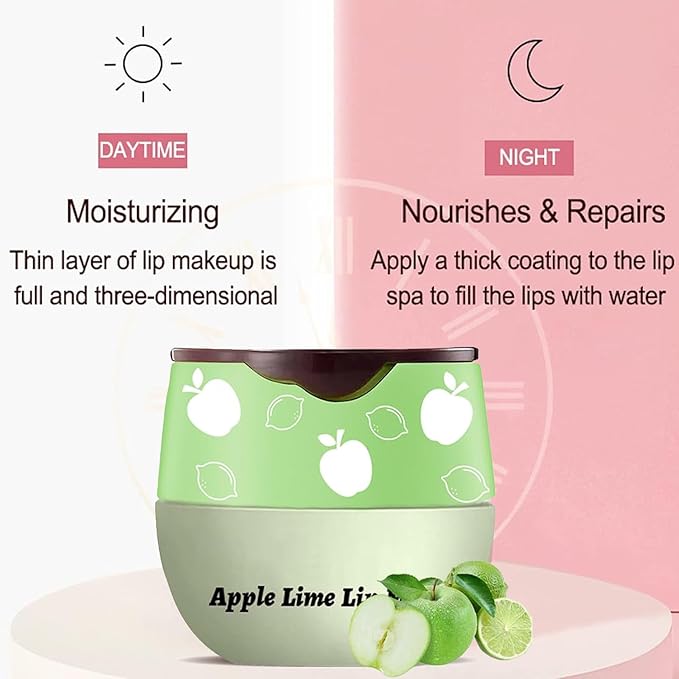 Bee Lip Balm Honey Pot, Lime Lip Mask,Lip Balm Moisturizing Lip Sleep Mask with Stick Hydrating & Prevention Dry and Cracked (Lime)