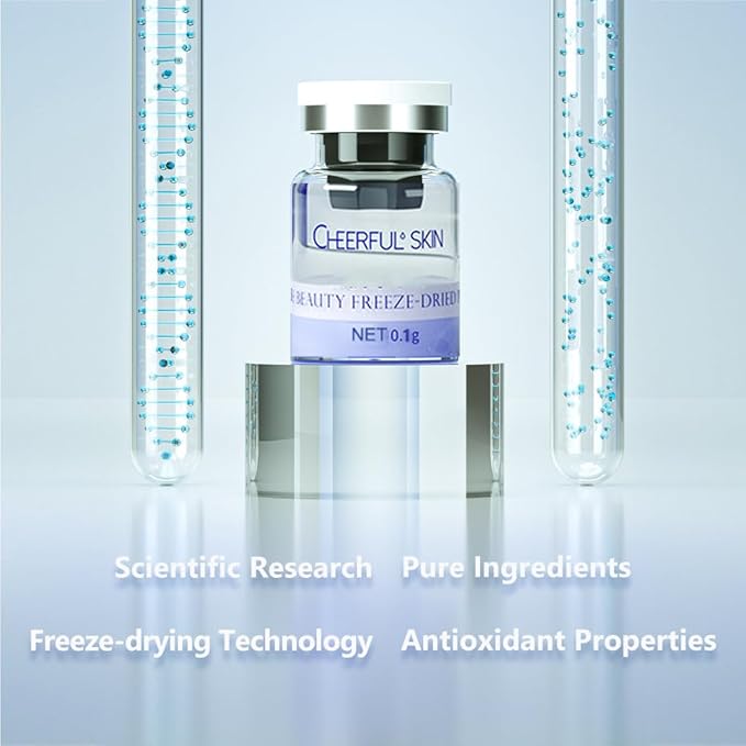 Cheerful Skin Double Beauty Set, Anti Oxidation & Aging Freeze-Dried Powder for 7 days Firming Lightening Fine Lines, Includes 7 Pairs of Powder 100mg+Solution 5ml Set, 2 Droppers