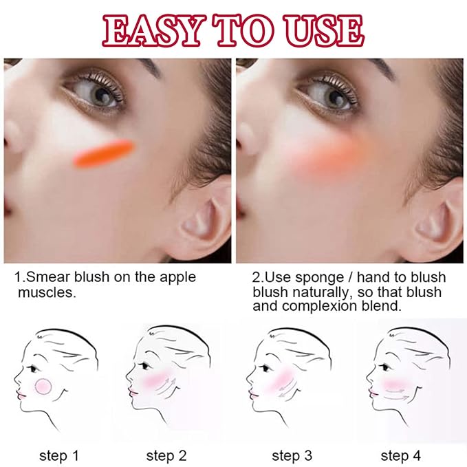 Cream Blush Stick,Blush Stick for Cheeks with Contour Brush,3-in-1 Long Lasting Waterproof Blush&Eye Shadow&Lip Gloss for Natural Skin Types（03 Citrus Pink）