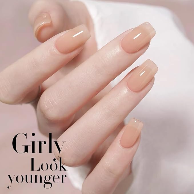 Double Rhythm 0.5Oz Translucent Gel Polish Sheer Neutral Natural Light Milky Same Color Same Bottle 15ML Jelly Gel Polish Art DIY at Home (Milky Nude-A1358)