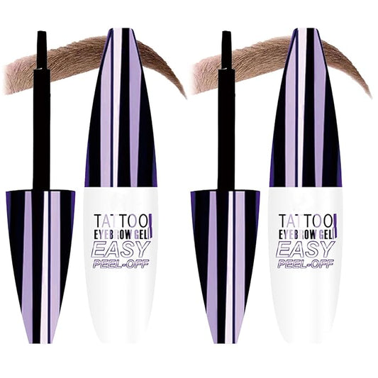 Tattoo Eyebrow Gel Easy Peel Off, Peel Off Eyebrow Tint, Easy Peel off Eyebrow Gel, Peel Off Eyebrow Tint, Waterproof & Sweatproof for All Skin Types (#1 Light Brown + #2 Medium Brown)