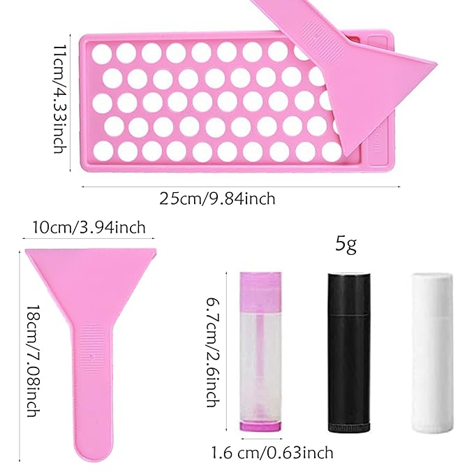 RONRONS Pink Lip Balm Crafting Kit, Professional Lipsticks Filling Tray with 50 Small Holes and Spatula, Easy to Fill 50 Pieces Lipstick Tubes Containers for Business Gifts